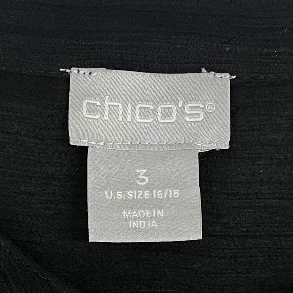 Chico's Blouse Womens‎ 3(XL) Black Sheer Embroidered Chiffon Top - Picture 5 of 9